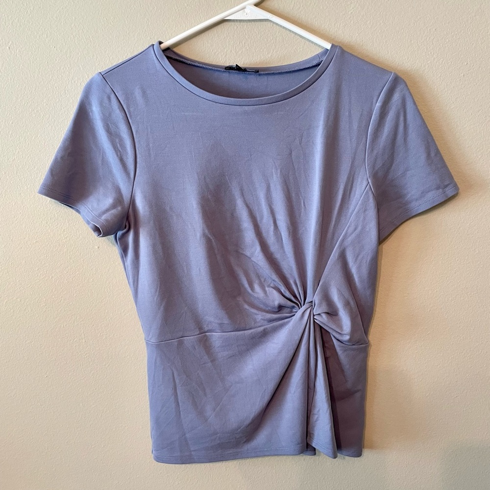Express Periwinkle Purple Tie Front Short Sleeve Tee Size Medium